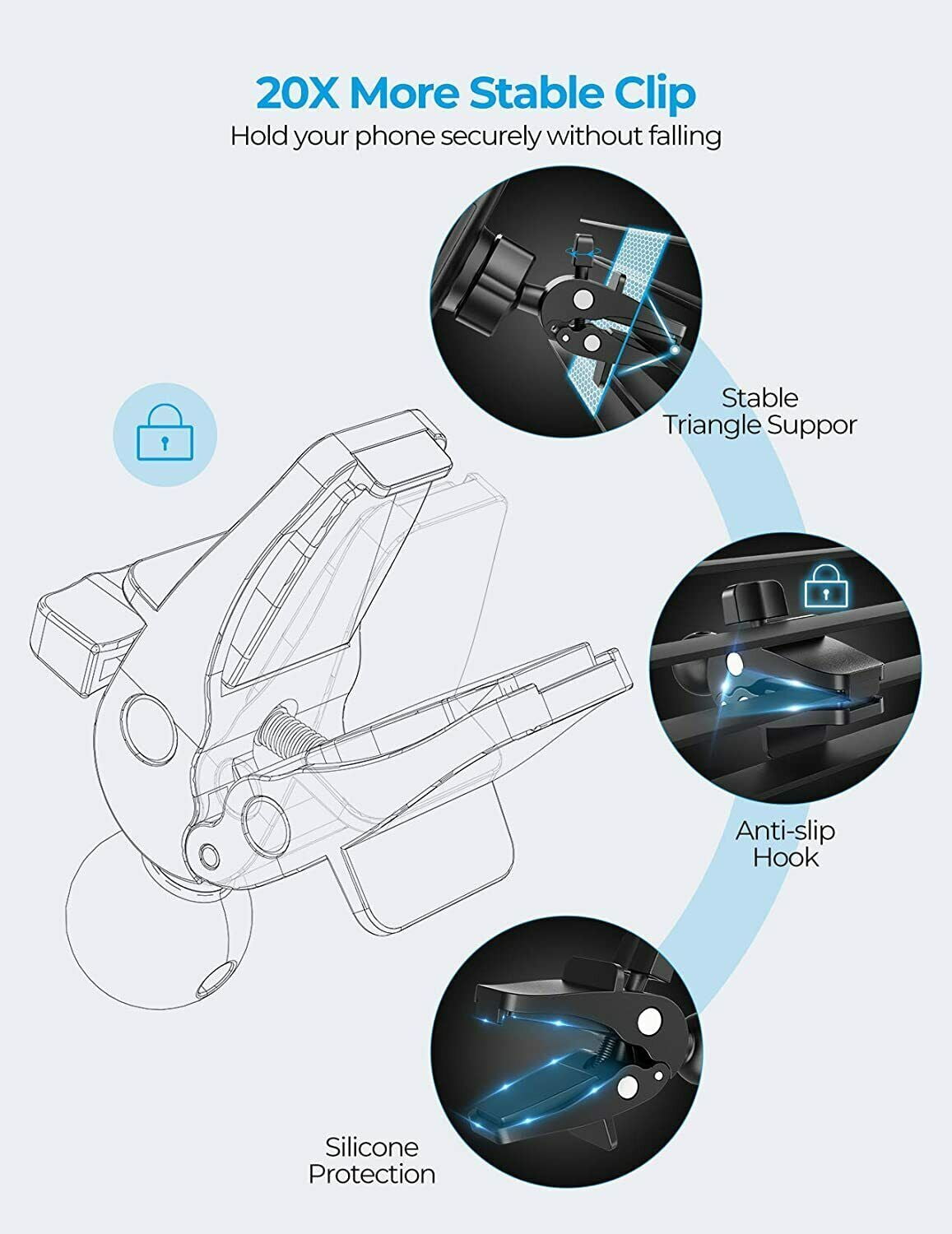Car Air Vent Mount Cell Phone Holder Dock w/ Stable Clip For iPhone Samsung