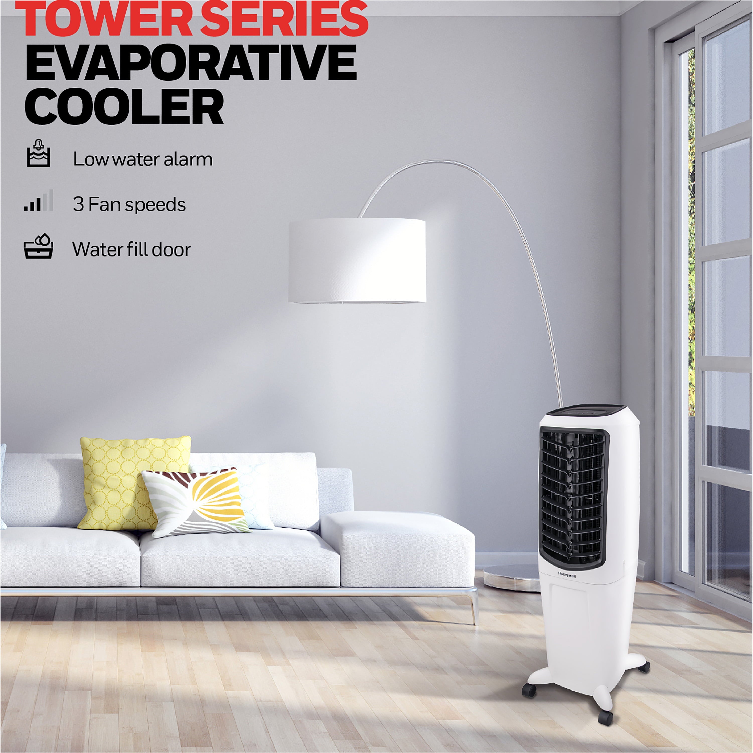 Honeywell Quiet, Low Energy, Compact Spot Fan & Humidifier, White Indoor Portable Evaporative Cooler