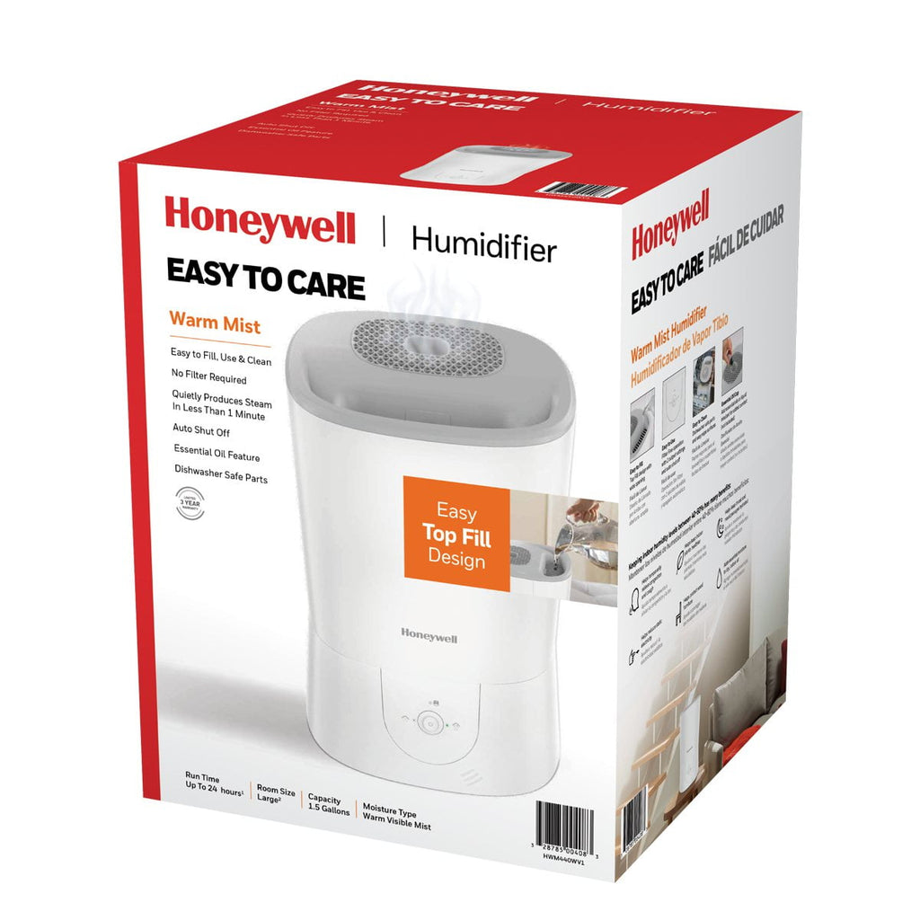 Honeywell 1.5 gal. 500 sq. ft. Filter Free Warm Mist Humidifier with Essential Oil Cup, White, HWM440W