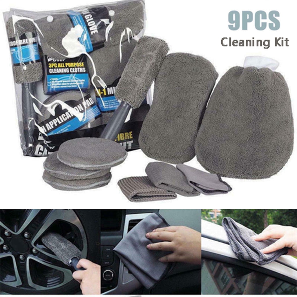 Loopsun Cleaning Supplies 9PCS one set Of Car Wash Cleaning Kit Microfiber Car Detailing Washing Tools