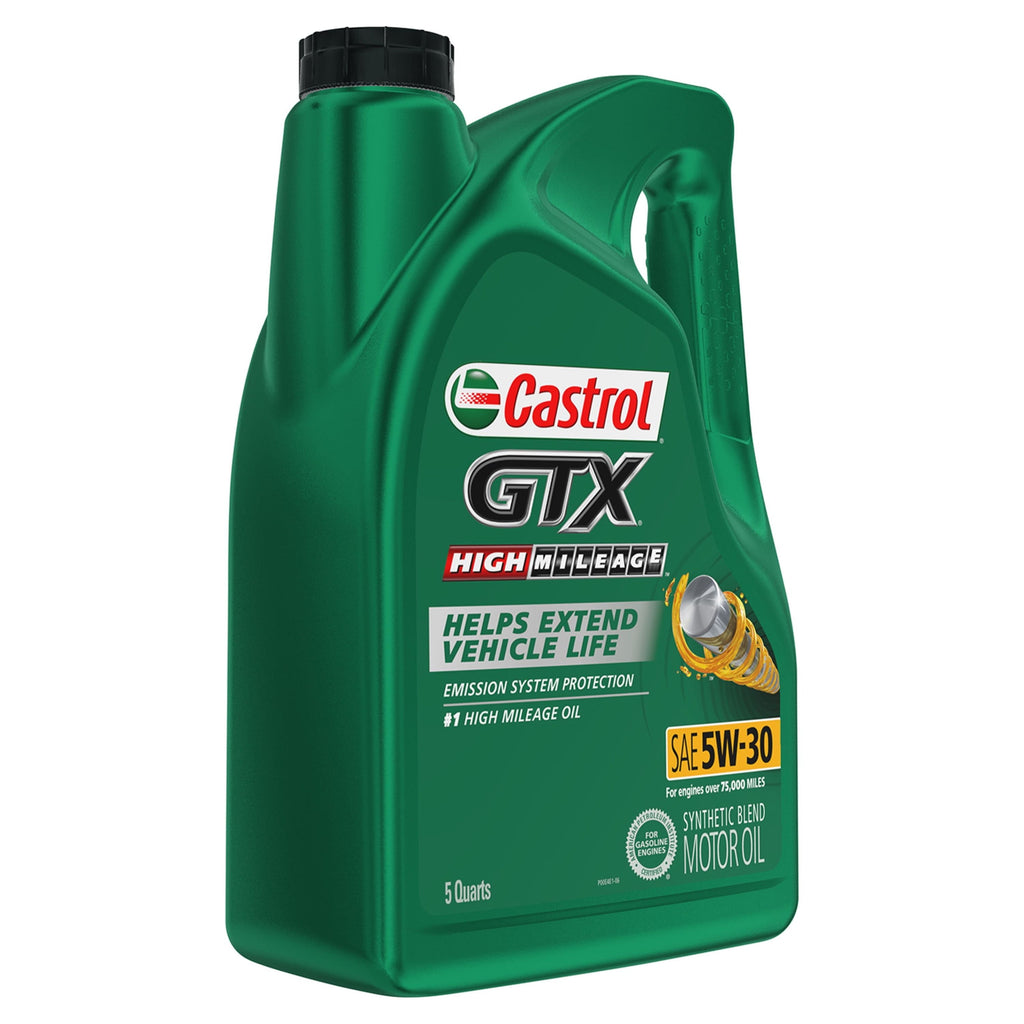 Castrol GTX High Mileage 5W-30 Synthetic Blend Motor Oil, 5 Quarts