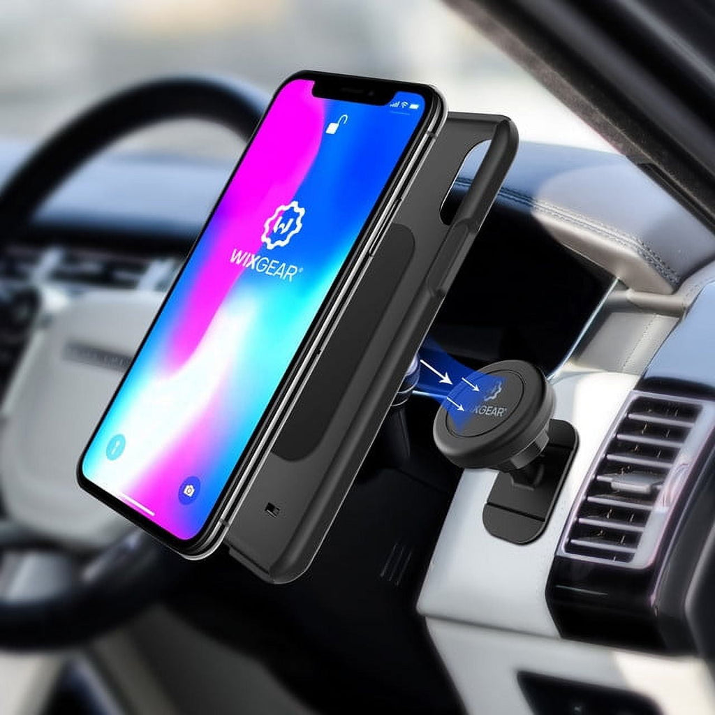 WixGear Magnetic Phone Car Mount, Universal Stick On (2 Pack) Dashboard Magnetic Car Mount Holder, for Cell Phones and Mini Tablets with Fast Swift-snap Technology, Magnetic Cell Phone Mount