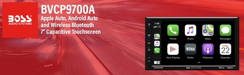 Restored Premium BOSS Audio Systems BVCP9700A Car Audio Stereo System Apple CarPlay, Android Auto, 7 inch Double Din, Touchscreen, Bluetooth Audio and Calling Head Unit, Radio Receiver (Refurbished)