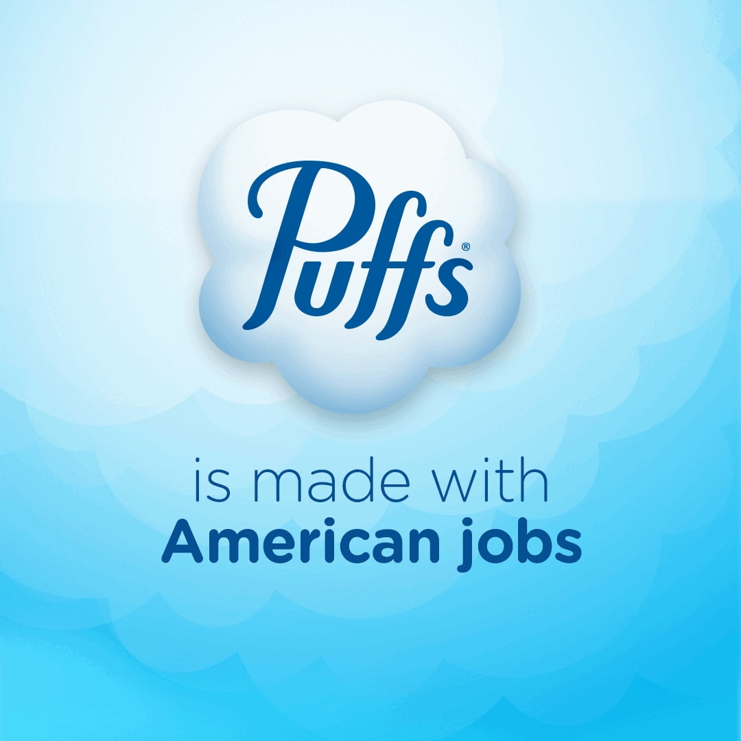 Puffs Plus Lotion Facial Tissues, 4 Family Box, 124 White Tissues per Box
