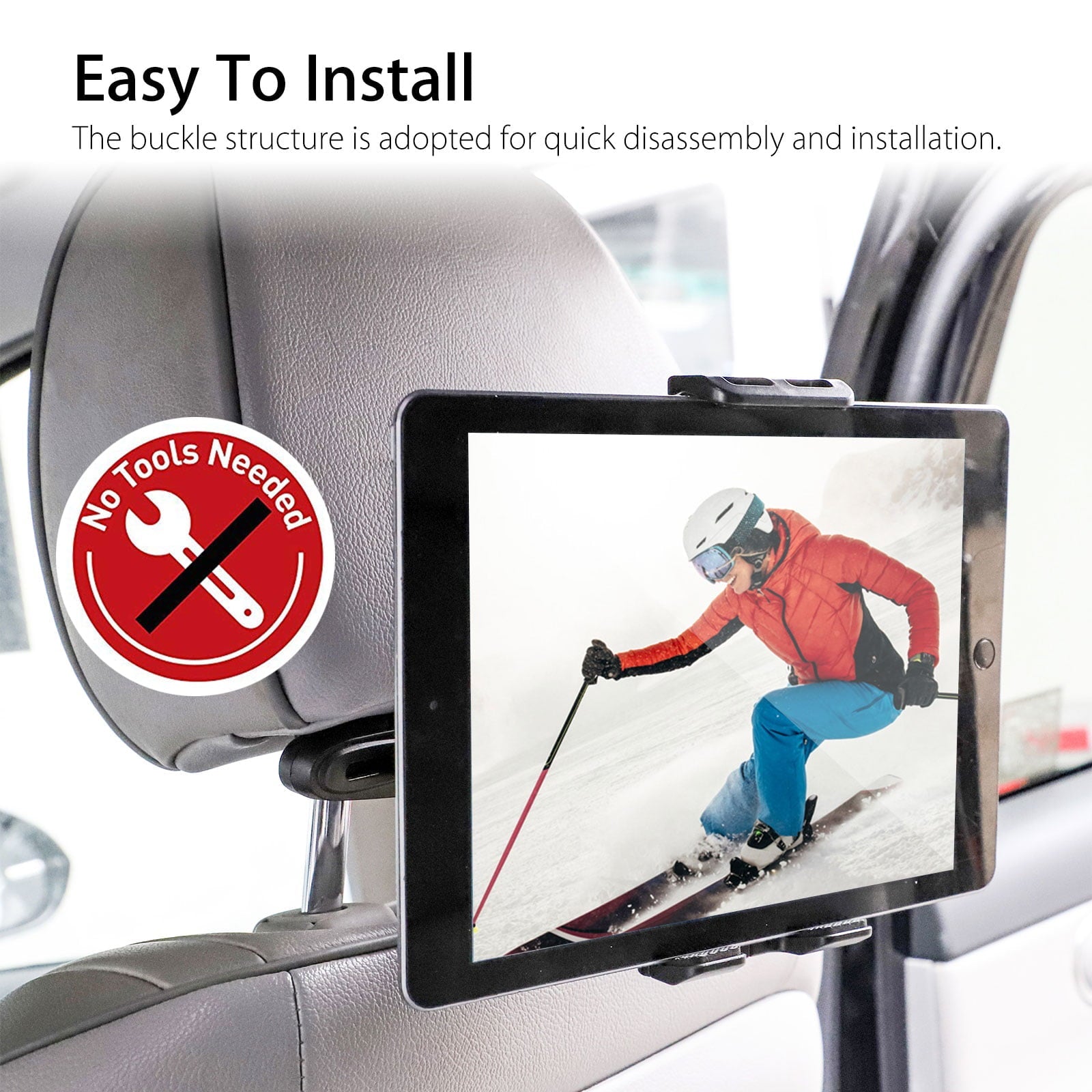 Car Headrest Tablet Holder, EEEkit Universal Adjustable Car Seat Headrest Tablet Mount Holder Fit for Apple iPad Air Mini, Samsung Galaxy Tab, Kindle Fire, Nintendo Switch, and 4.0"-12.5" Tablet