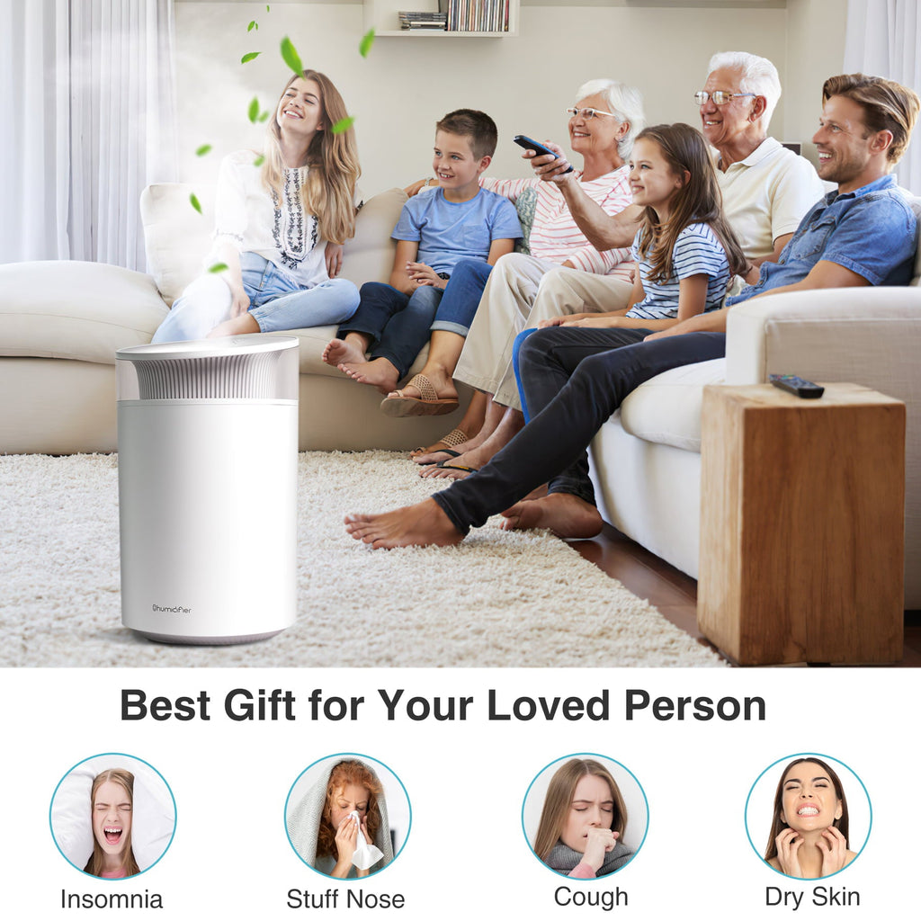VAVSEA Room Humidifier for Bedroom, 2.5L UltraQuiet Cold Mist Air Humidifier for Baby ＆ Home, with Essential Oil, 4 Air Diffusion Modes, 7-Color LED Light, Up to 30 hour Runtime
