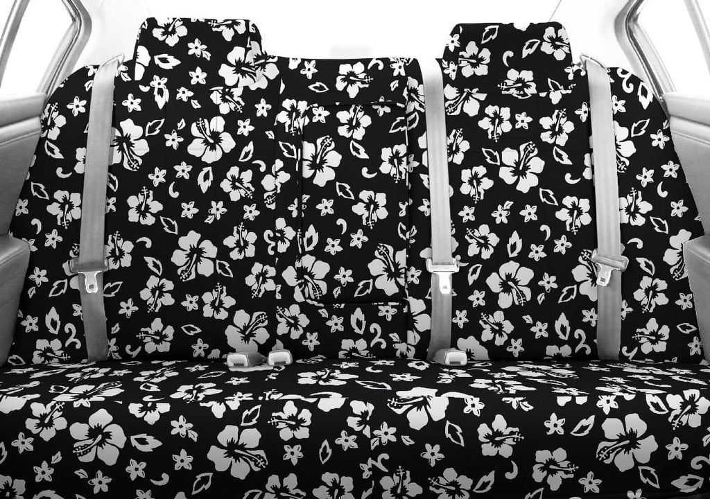CalTrend Rear 40/60 Split Back & Solid Cushion NeoSupreme Seat Covers for 2014-2019 Toyota Corolla - TY521-31NA Hawaii Black Insert and Trim