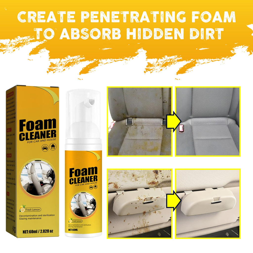 Multi-functional Car Foam Cleaner,100ml No Flushing Car Interior Cleaning, Grease-Free Cleaner, All Purpose Foam Cleaner Spray for Car House Kitchen (3 pcs)