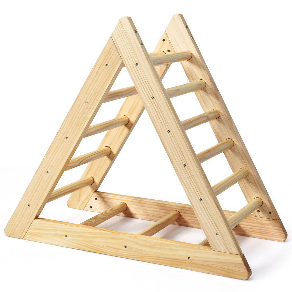 Costway Wooden Climbing Pikler Triangle with Climbing Ladder For Toddler Step Training, Natural