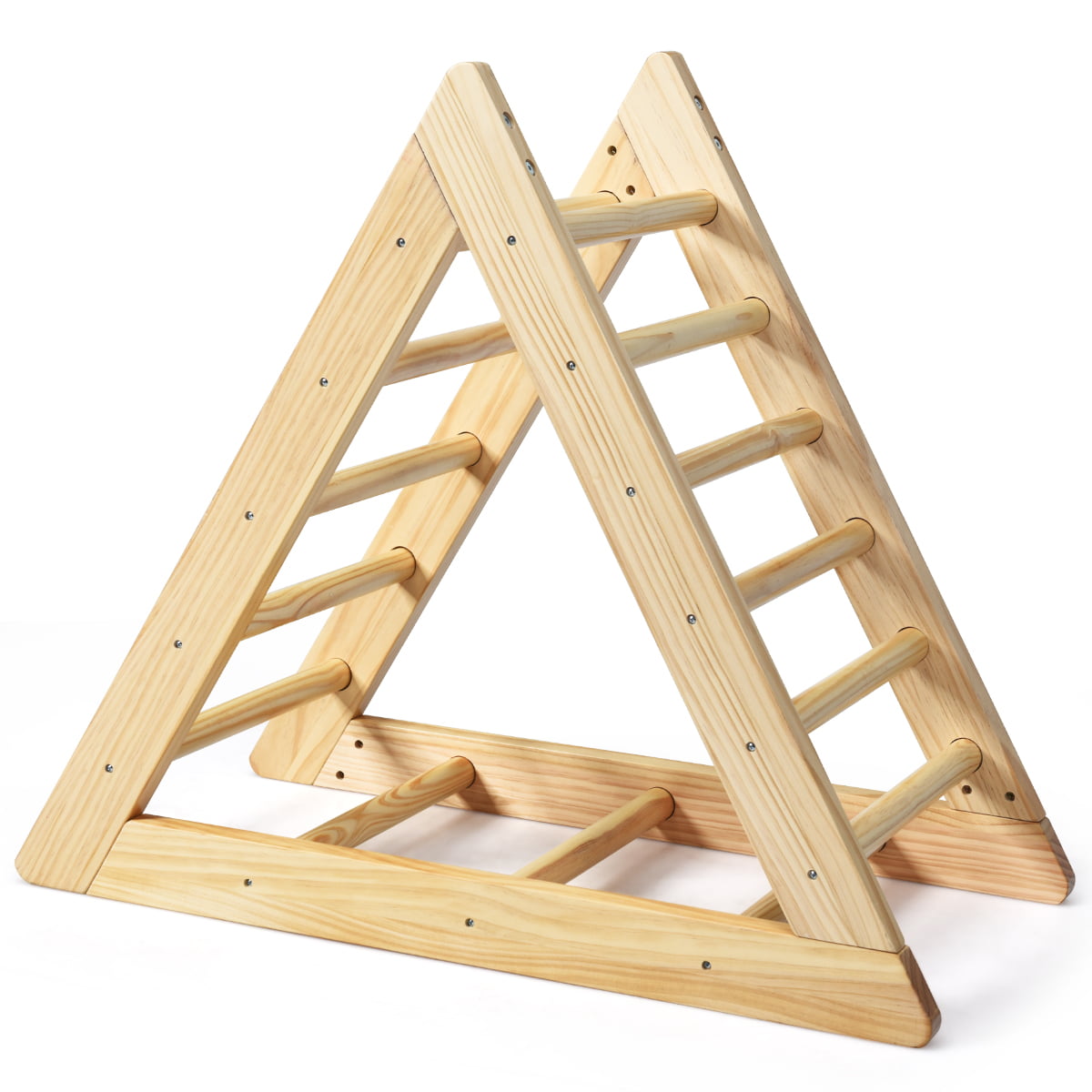 Costway Wooden Climbing Pikler Triangle with Climbing Ladder For Toddler Step Training, Natural
