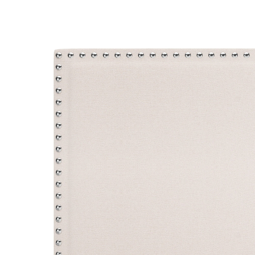 Skylar Nailhead Trim Upholstered Full Platform Bed, Cream