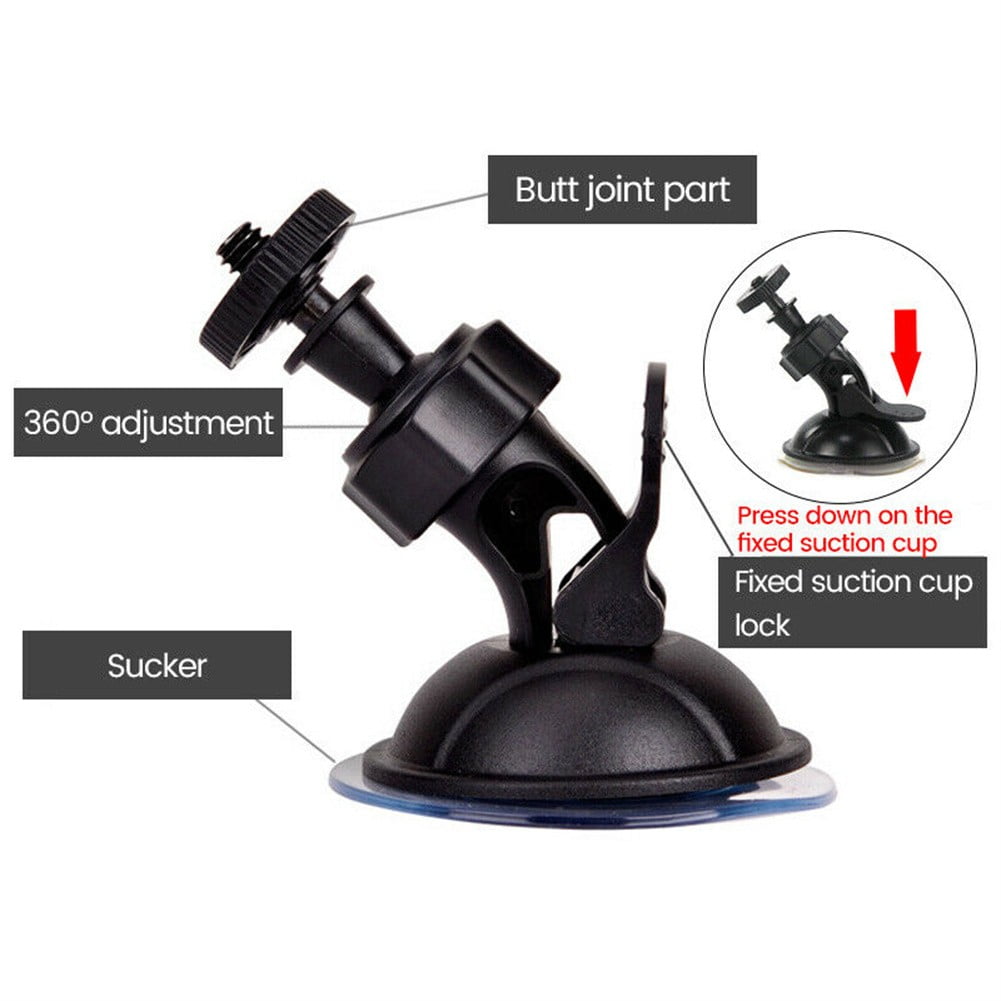 QIFEI 2Pcs Dash Cam Suction Mount, Car Mounted Recorder Bracket Dash Cam Holder Camera Stand Suction Cup with 4mm+6mm Screw Adaptor Black