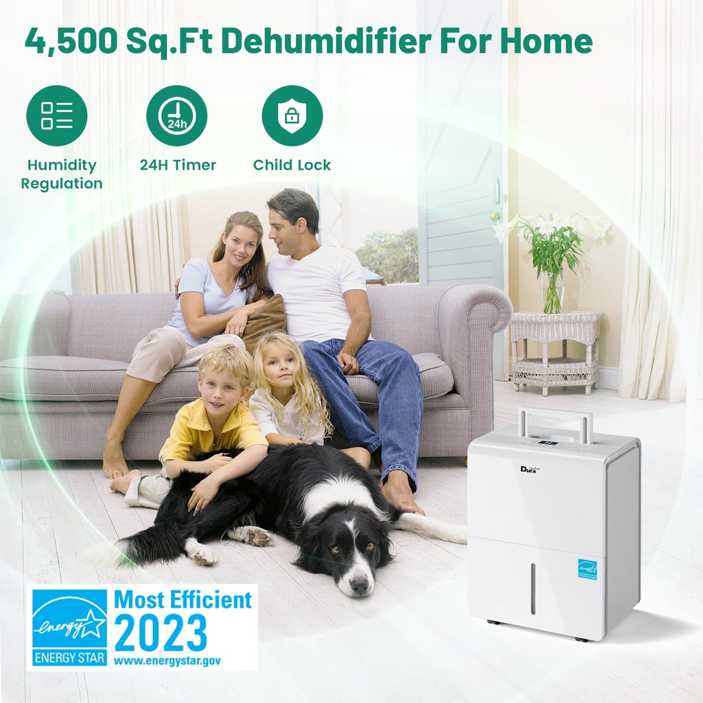 DuraComfort Dehumidifier for Basement Home with Pump,4500 Sq.ft 50 Pints Dehumidifier with Wi-Fi