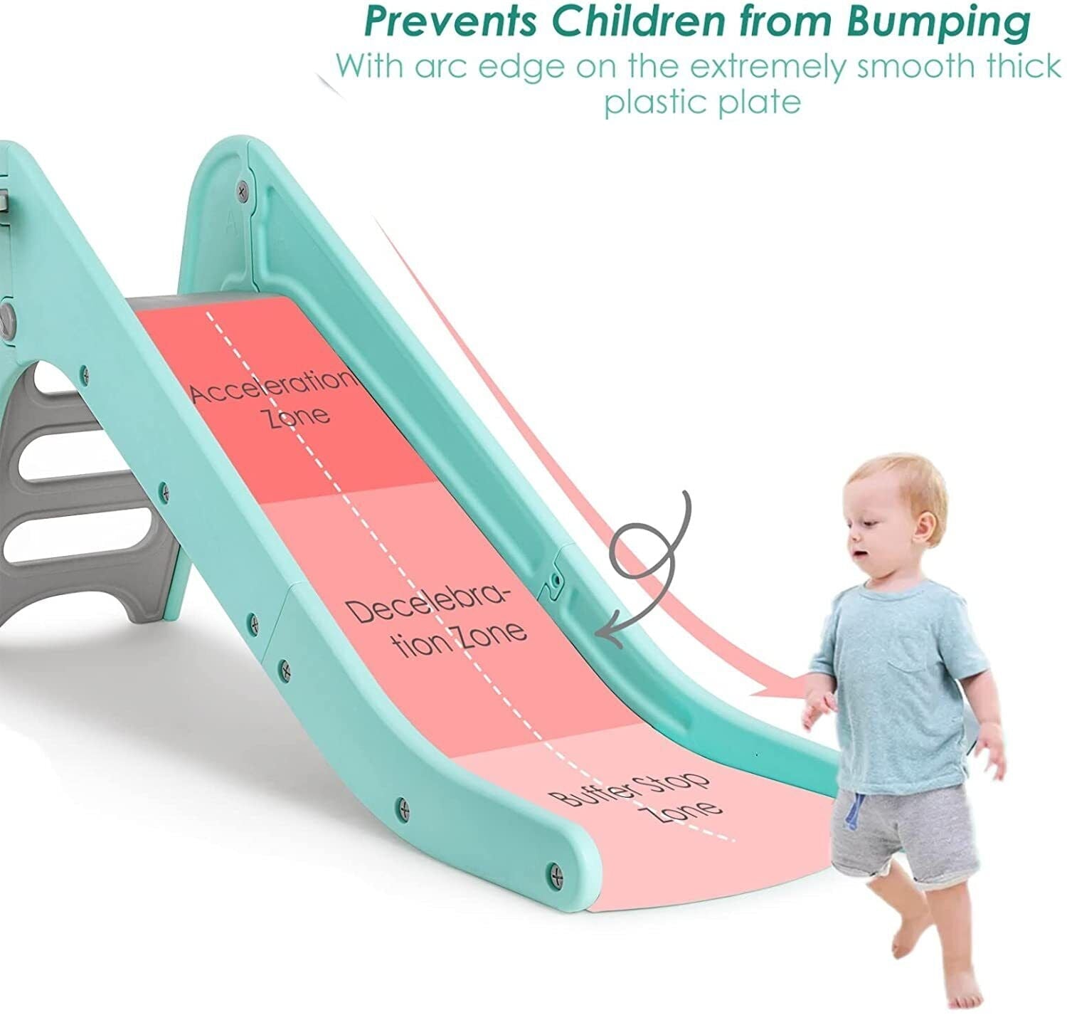 Arlopu Plastic First Slide for Toddlers, Sturdy Kids Slide Play Climber with Basketball Hoop, Indoor Outdoor Playground Playset for Kids 1-6 Years