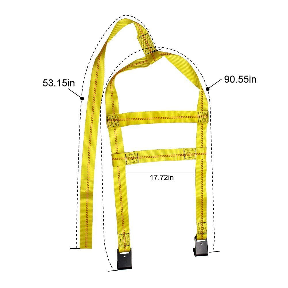 Carbole 2Pcs Car Tire Basket Straps, Adjustable Tire Tow Straps Wheel Net Tow Dolly with Flat Hook, Yellow