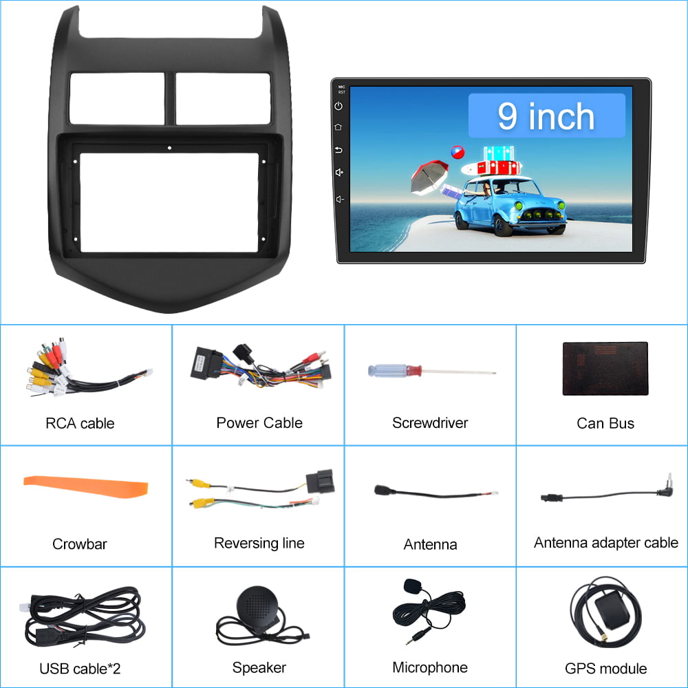 Awesafe 32G 9 inch Touch Screen Car Radio Stereo for Chevrolet Aveo Sonic 2011-2015 with Apple Carplay Android Auto HD WIFI GPS FM Bluetooth