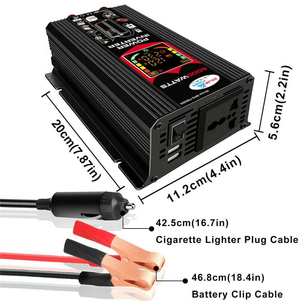 6000W Peak Car Power Inverter, DFITO DC 12V to AC 110V Adapter with 1 AC Outlets,4.2A Dual USB Charging Port,1 Cigarette Lighter Adapter,LCD Display