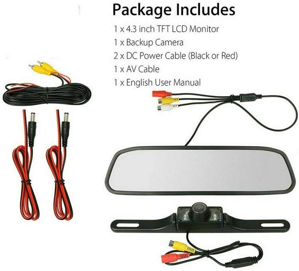 Top-Max Backup Camera with 4.3" Monitor - License Plate Reversing Camera Kits Rear View Night Vision 170° Wide Angle Parking System for Cars Vehicles