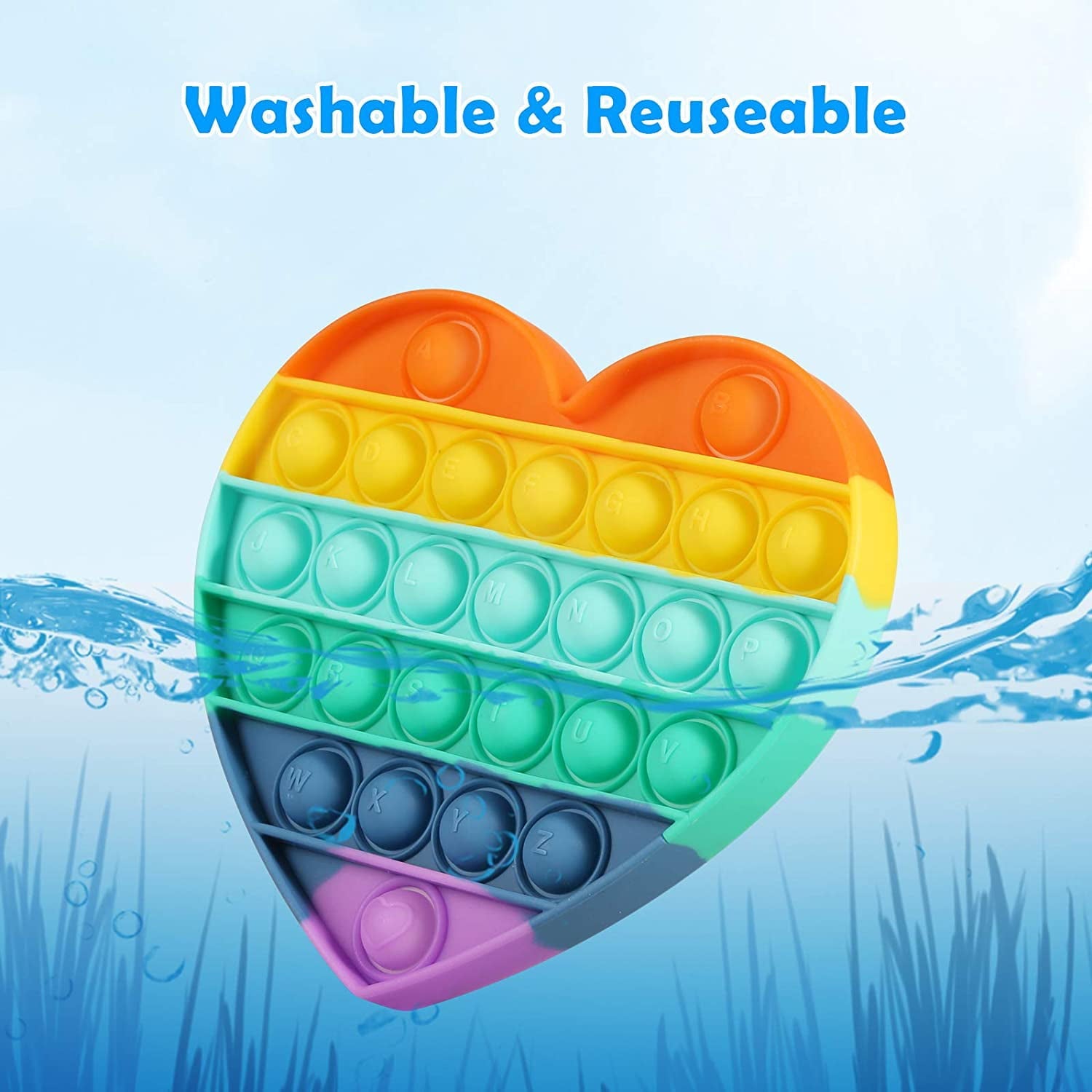 Unicorn + Heart - 3 Pack Push Pop Fidget Toys Set, Bubble Sensory Toy, Silicone Popper Stress Anxiety Reliever Fidget Squeeze Sensory Toy for Kids with ADD, ADHD Christmas Best Stocking Stuffers