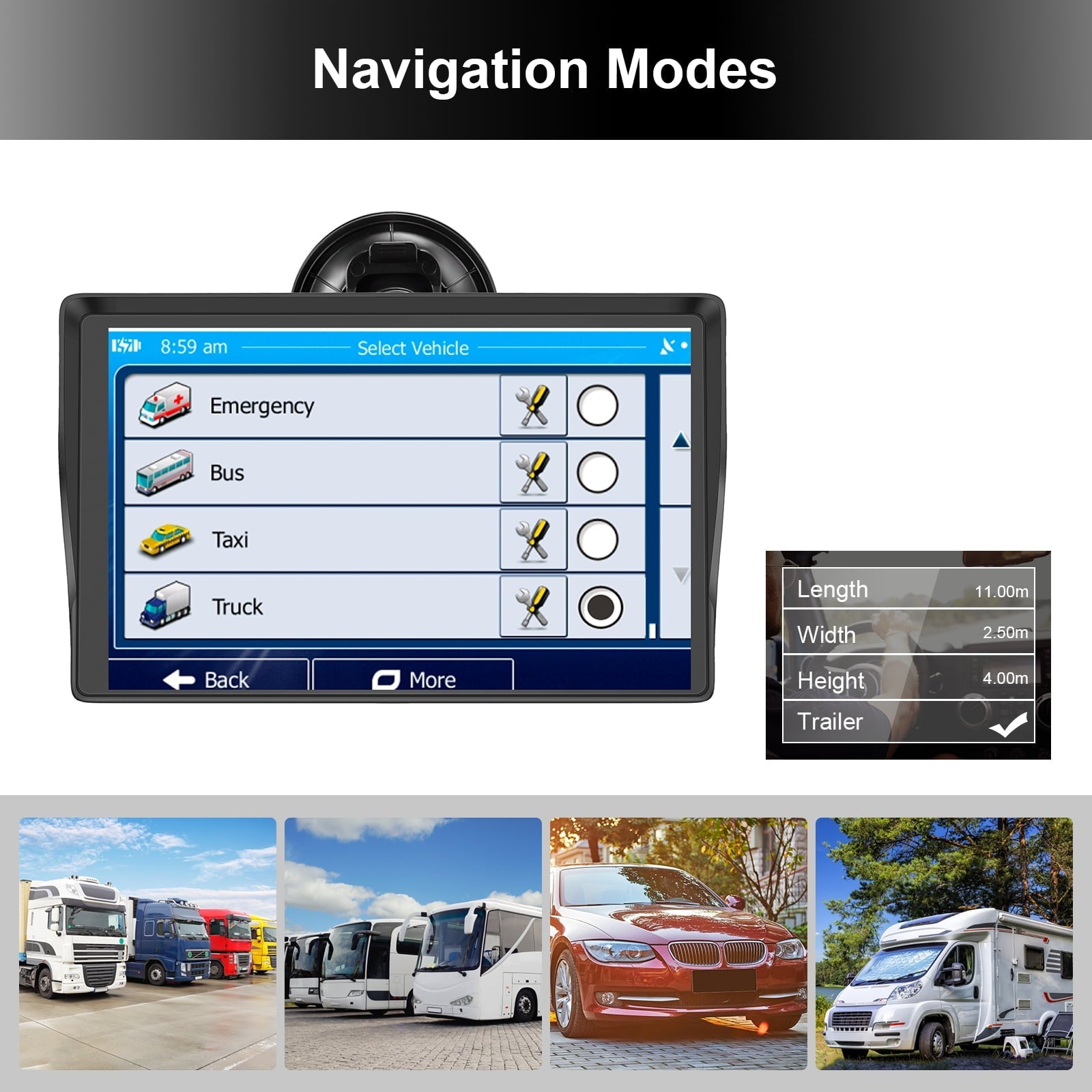 XGODY Bluetooth Truck GPS 9" Big Screen GPS Navigation for Car with Voice Command,3D & 2D Maps,Free Lifetime Map Update