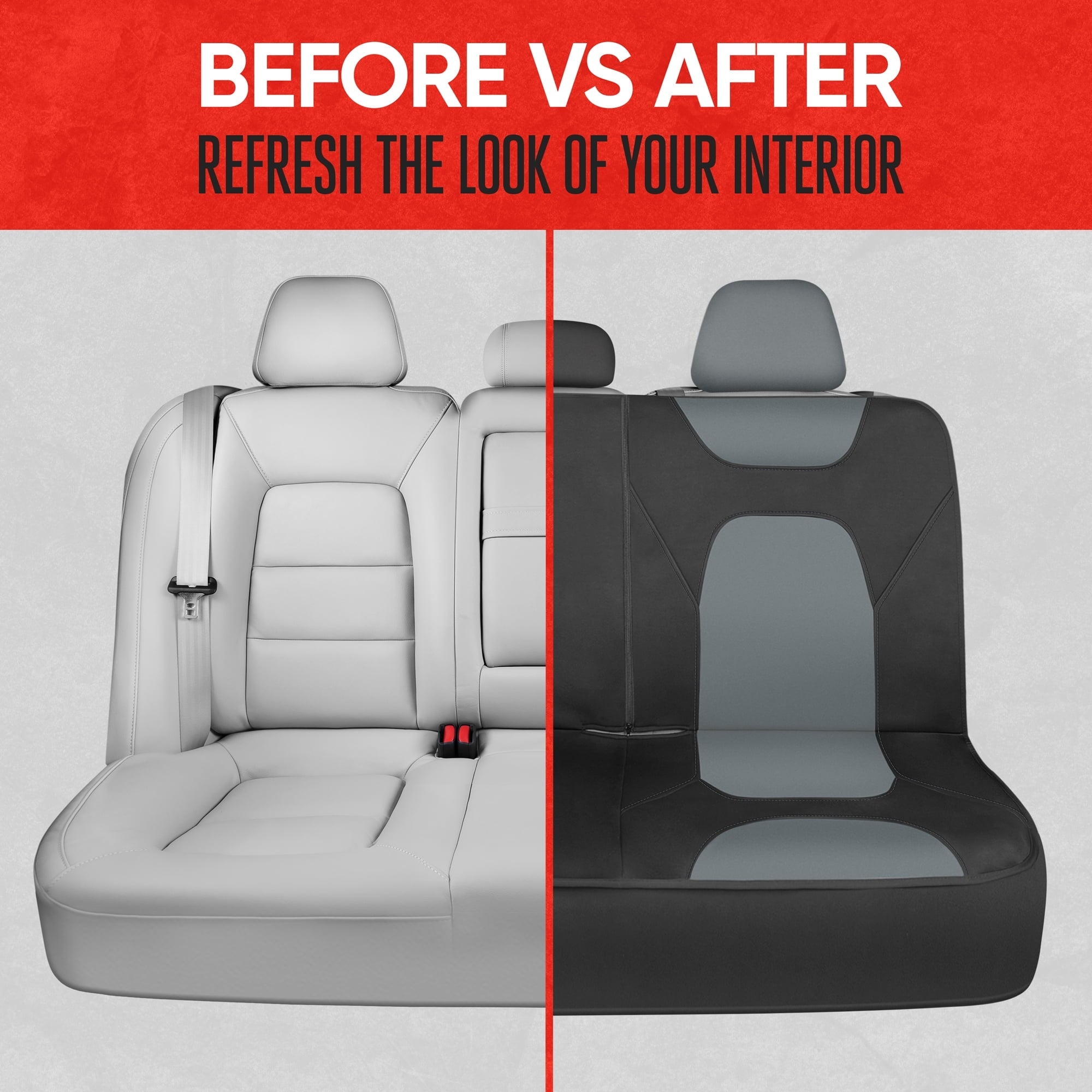 Motor Trend AquaShield Waterproof Car Back Seat Cover, Gray – Padded Neoprene Rear Bench Seat Cover for Cars, Ideal Back Seat Protector for Kids & Dogs, Interior Cover for Auto Truck Van SUV