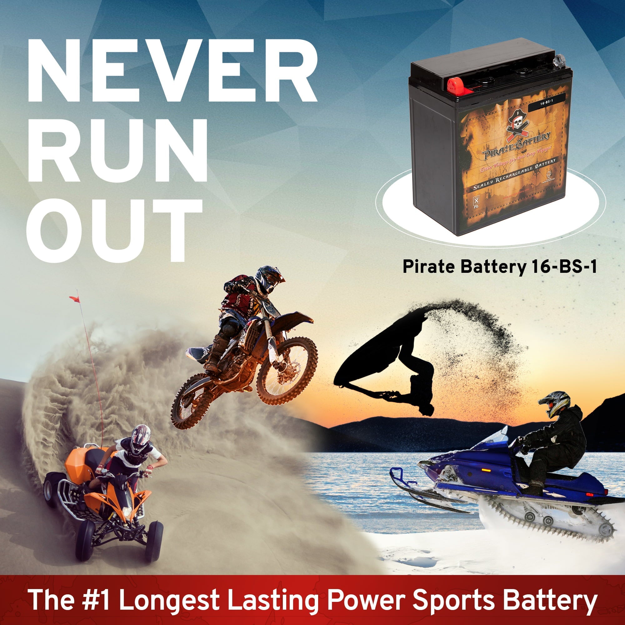 Pirate Battery Ytx16-bs-1 (16-bs-1 12 Volts,14 Ah, 165 Cca) Motorcycle Battery for Suzuki 1400cc Vs1400gl Intruder Glp S83 1987