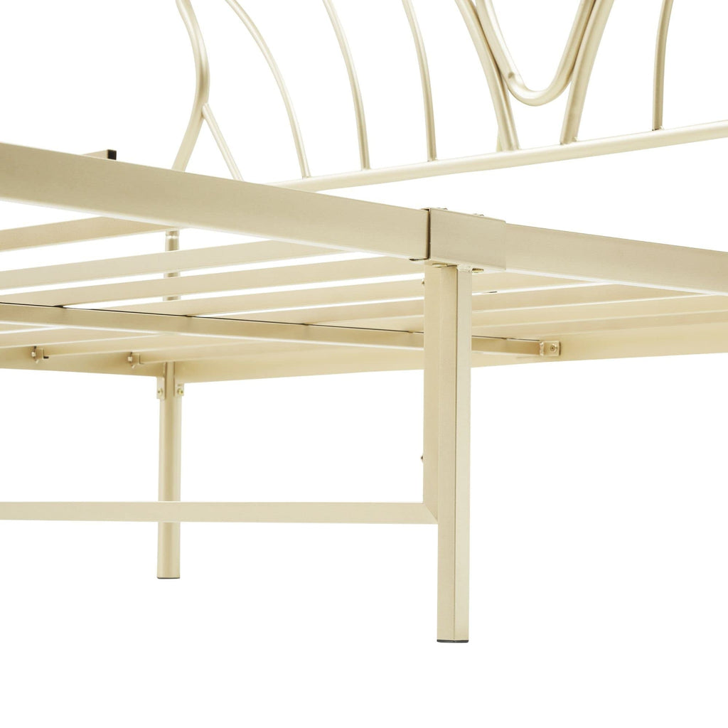 Gold Platform Queen Size Bed Frame with Headboard and Footboard, 12.6 Inches Metal Mattressfor Storage, No Box Spring Needed, Easy Assembly, Modern Design (Butterfly)