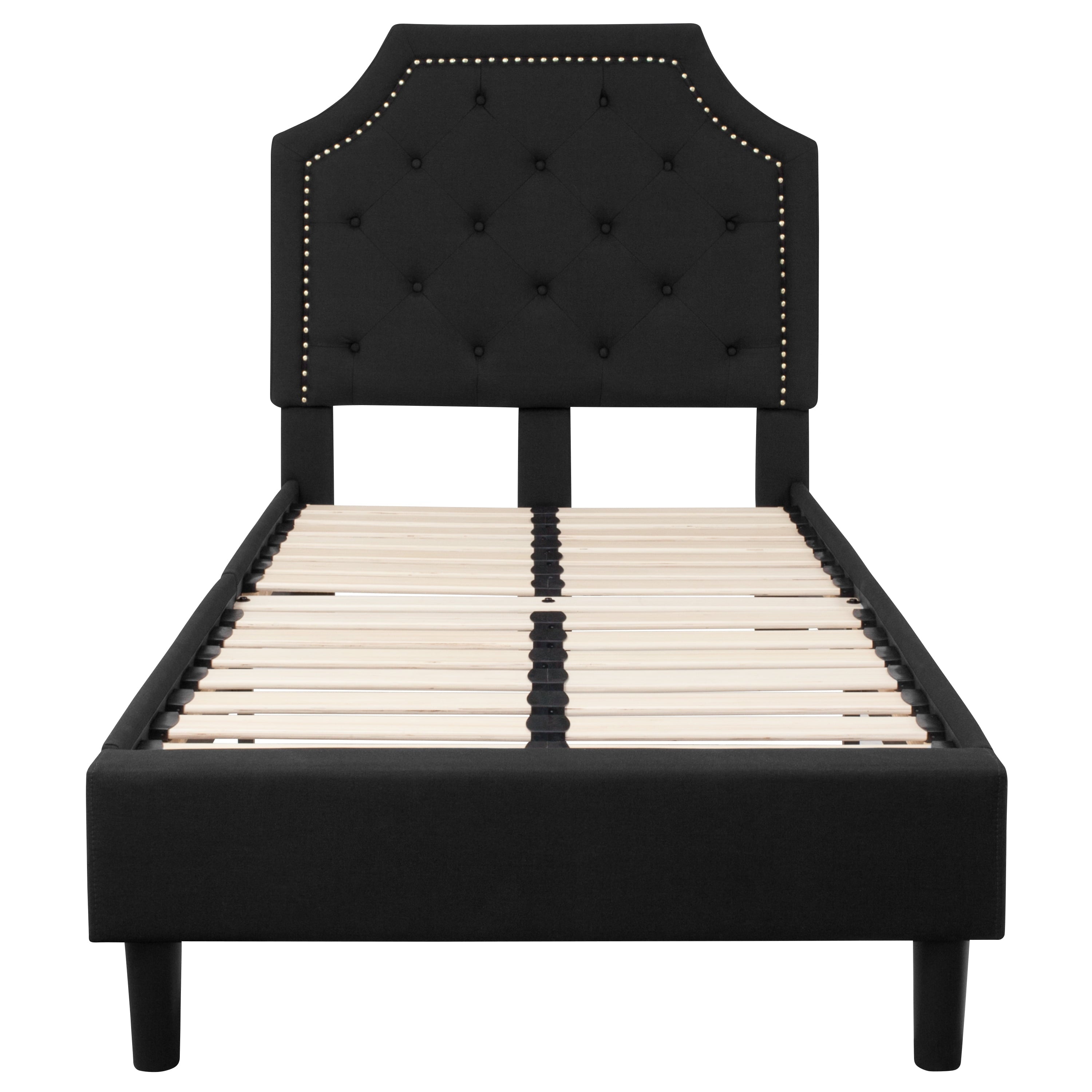 Flash Furniture Brighton Twin Size Tufted Upholstered Platform Bed in Black Fabric
