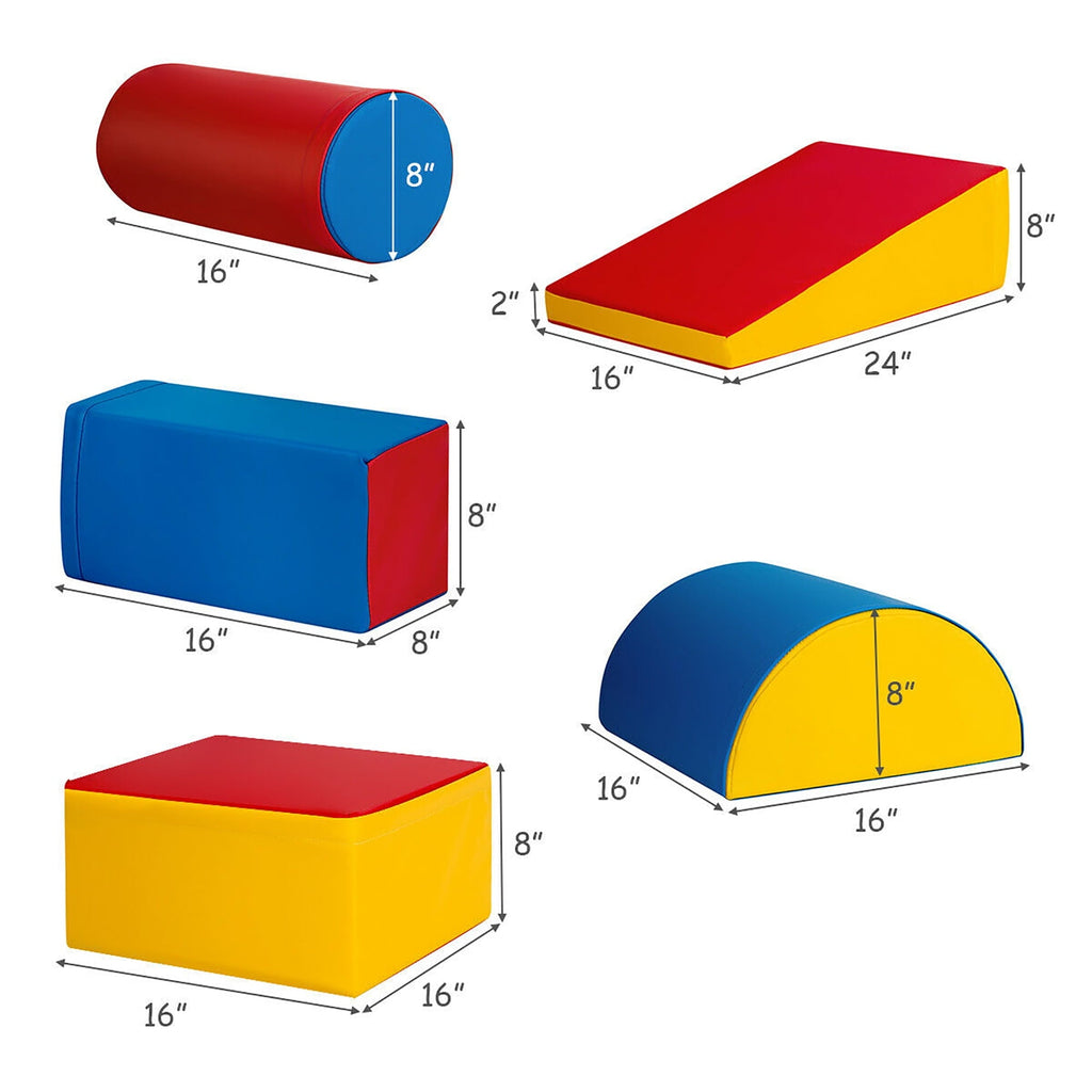 5 Piece Climb and Crawl Foam Activity Play Set,Safe Active Climbing,Lightweight Interactive Set