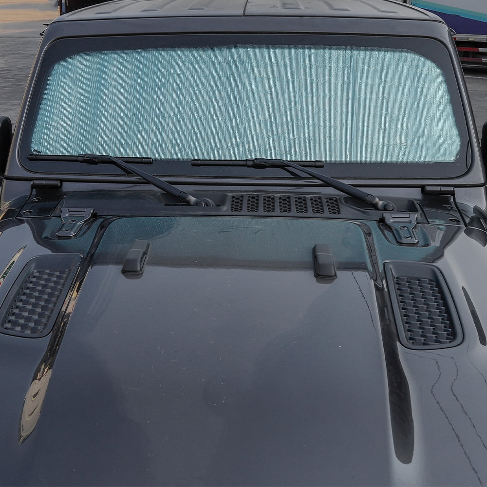 CheroCar Car Sun Shade Windshield Visor Cover for Jeep Wrangler JL JLU & Jeep Gladiator JT 2018-2023, Silver