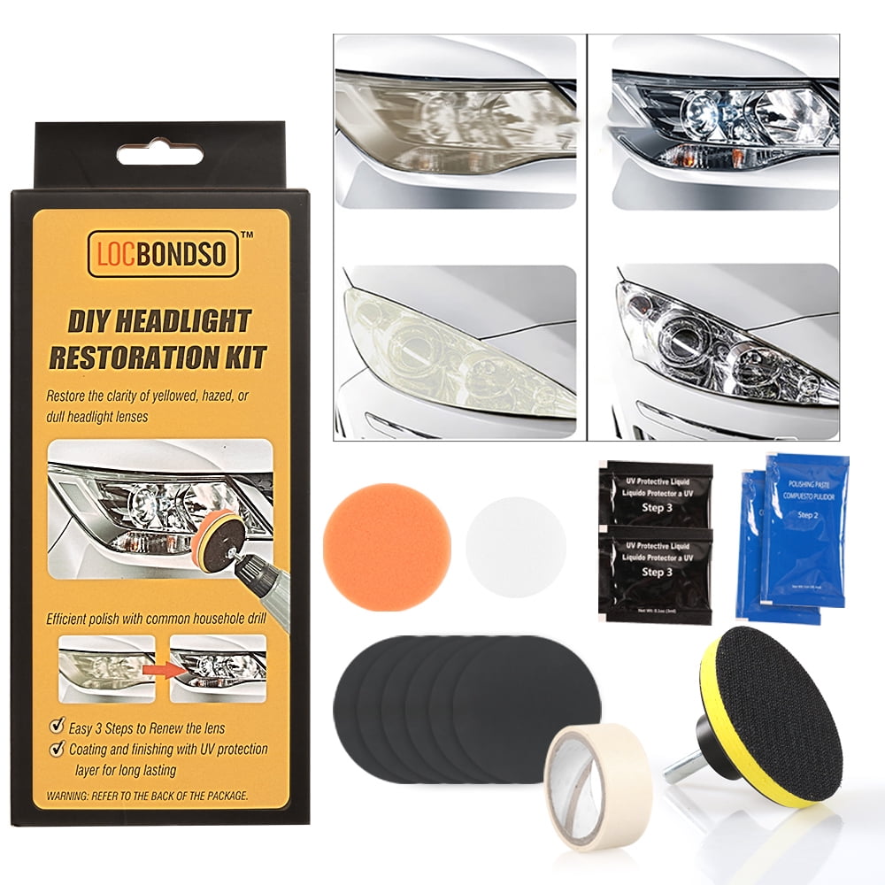 SOATUTO Headlight Restoration Kit Easy Heavy Duty Car Headlight Restoration System, Headlight Cleaner and Restorer, Use With A Household Drill