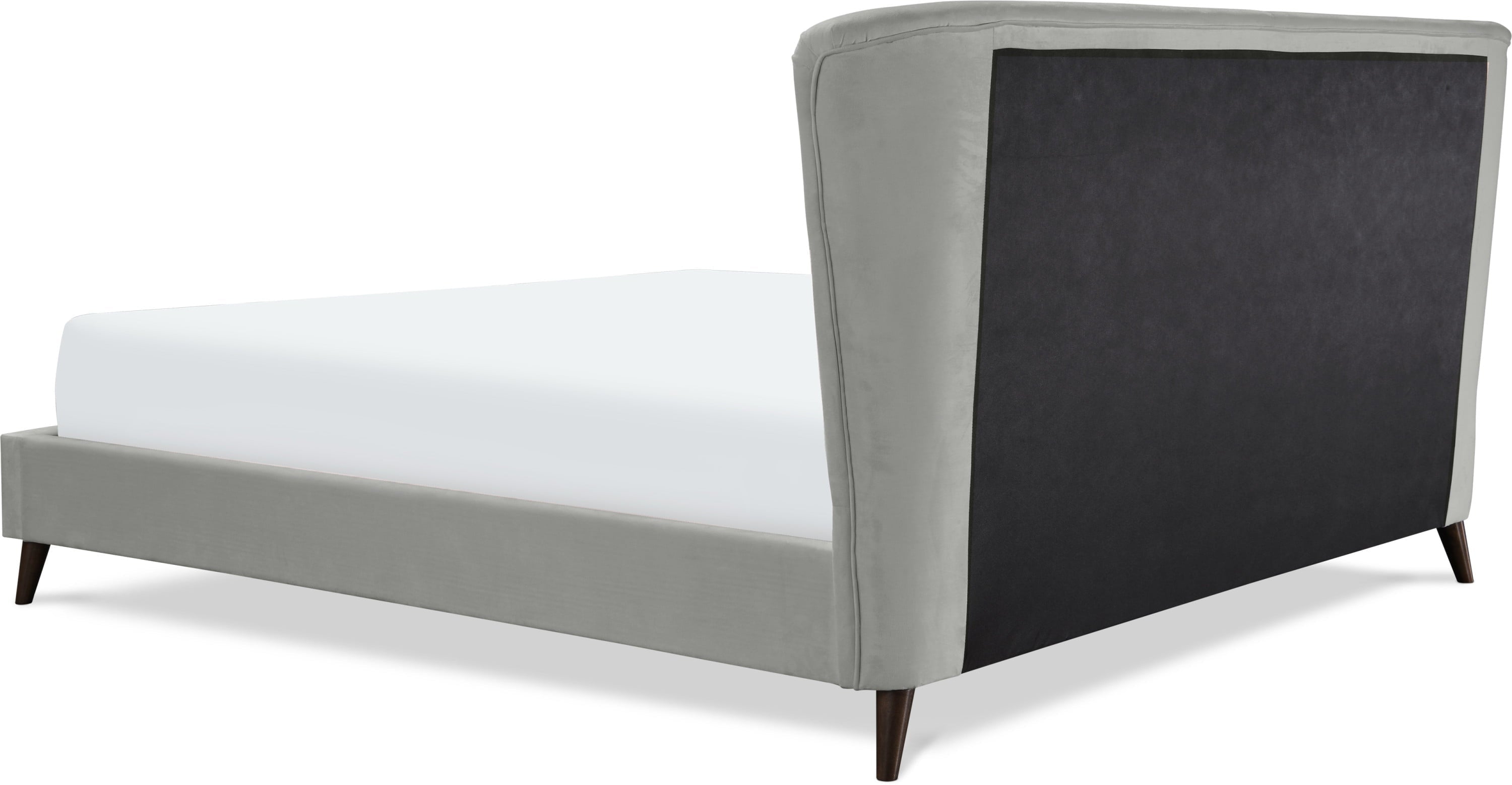 Adore Decor Adele Velvet Upholstered King Size Bed Frame with Winged Headboard, Gray