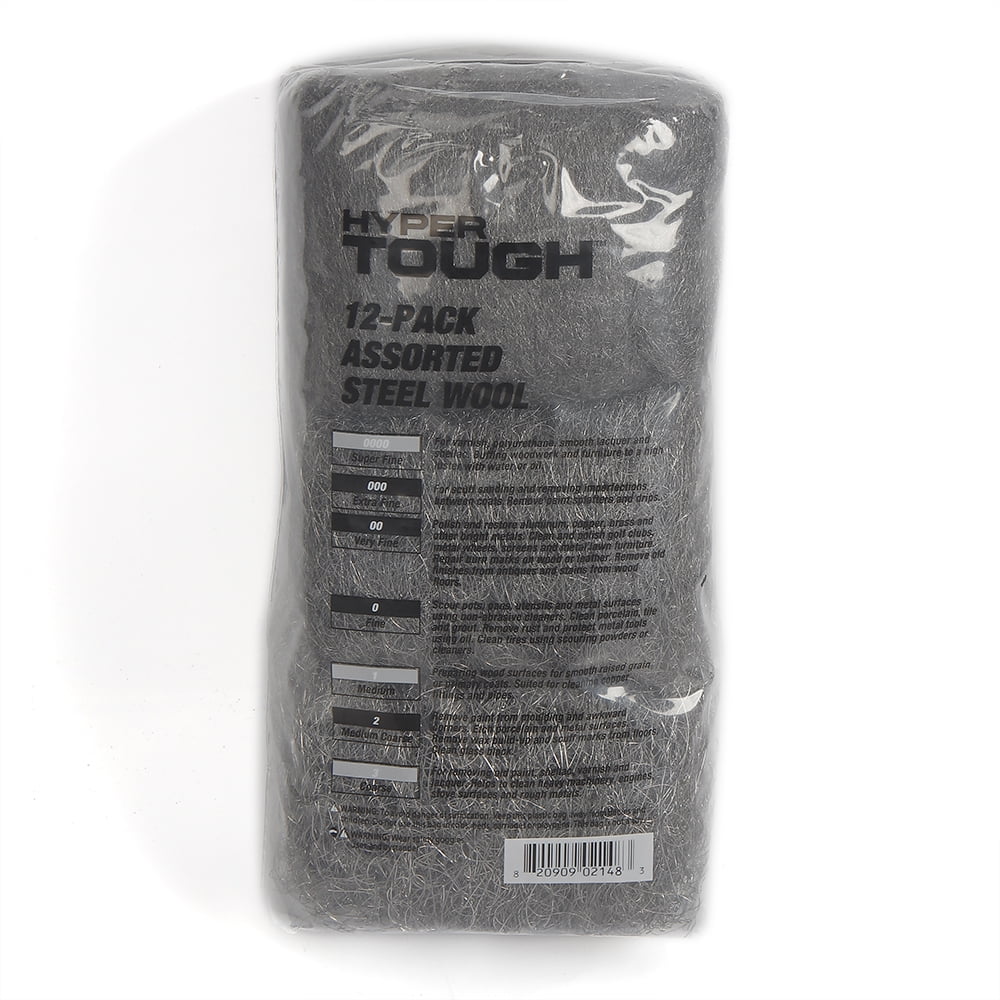 Hyper Tough Multi Grade Assorted Steel Wool Pads, 12-Pack, Model 2148