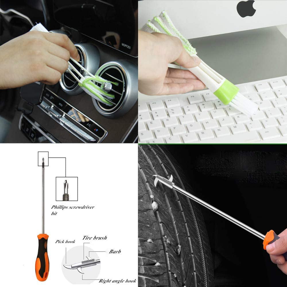 YILAIRIOU Car Cleaning Kit-Car Interior Detailing Kit High Power Handheld Vacuum-Supplies Built for the Perfect Car Wash Kit with Microfiber Sponge and Towels Tire Brush