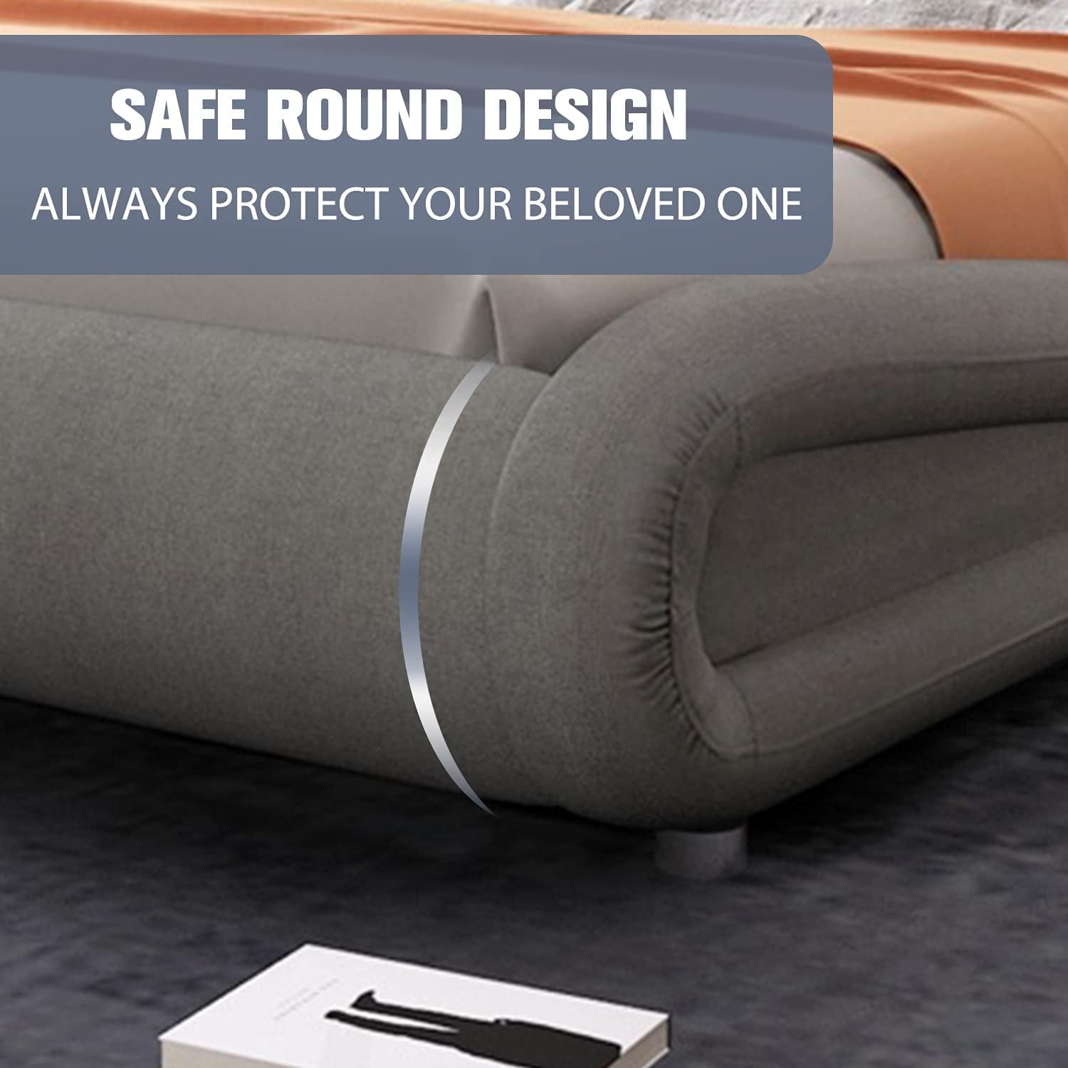 Allewie Full Size Platform Bed Frame with Curved Adjustable Headboard, 100% Fabric Upholstered Style, 10'' Mattress Recommended, Grey