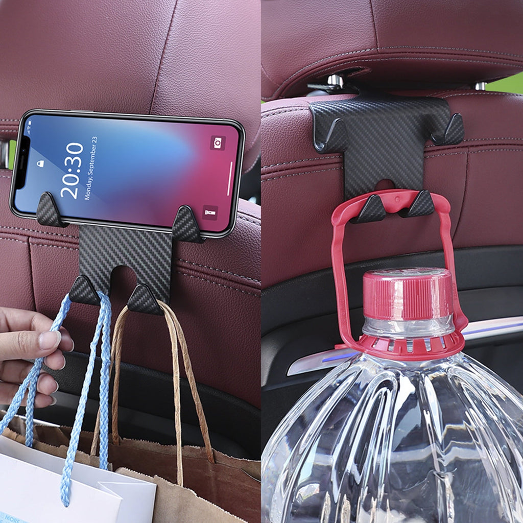 2 Pack Car Back Seat Organizer with Extra Hanging Hook, Multi-Pockets Auto Seat Travel Storage Bag, Universal Car Storage Holder