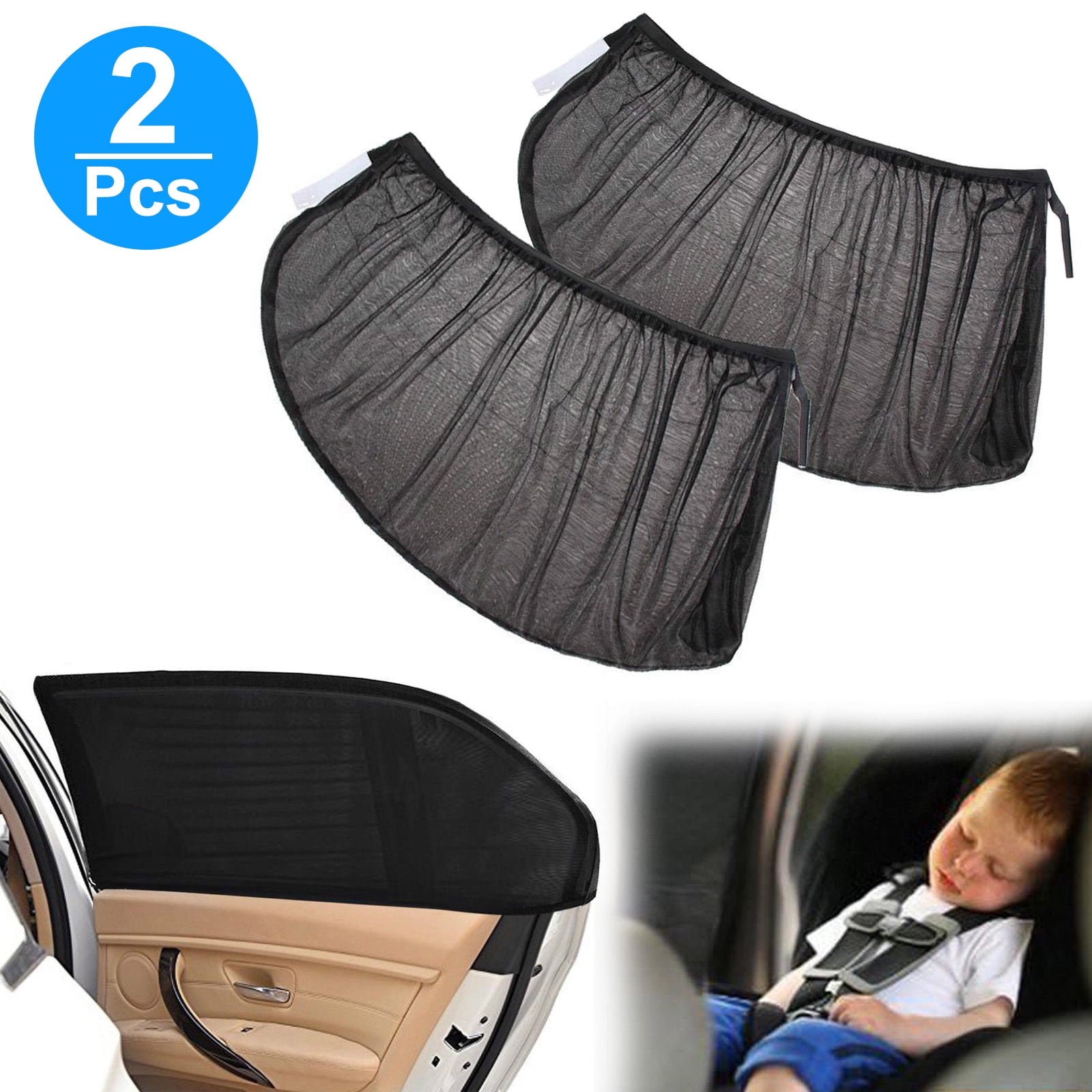 2pcs Car Rear Side Window Sun Visor Shade, EEEkit Mesh Cover Shield Sunshade UV Protector, Foldable Car Side Window Sunshade Universal Fit for Car, Trucks, and SUV