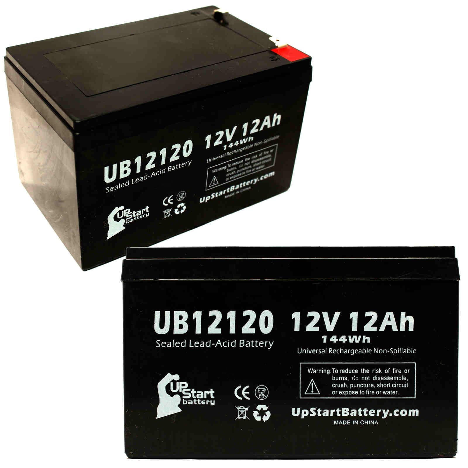 2x Pack - Mongoose CX24V450 Battery Replacement - UB12120 Universal Sealed Lead Acid Battery (12V, 12Ah, 12000mAh, F1 Terminal, AGM, SLA) - Includes 4 F1 to F2 Terminal Adapters