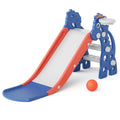 3 in 1 Slide for Kids, Toddler Slide Climber Set for Indoor Outdoor, Freestanding Game Slide with Extra Long Slipping Slope, Basketball Hoop and Ball for Boys & Girls (Blue)
