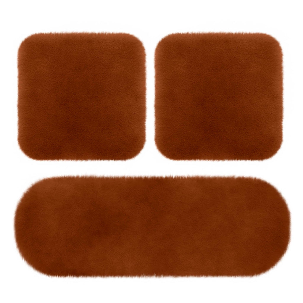 3 Sets Car Front Seat Cushion, Soft Warm Faux Rabbit Fur Winter Auto Seat Cover, 2 PCS Front Seat Cushions&1 PC Rear Seat Cushion, Fluffy Plush Vehicle Seat Protector Pad with Non-Slip Backing