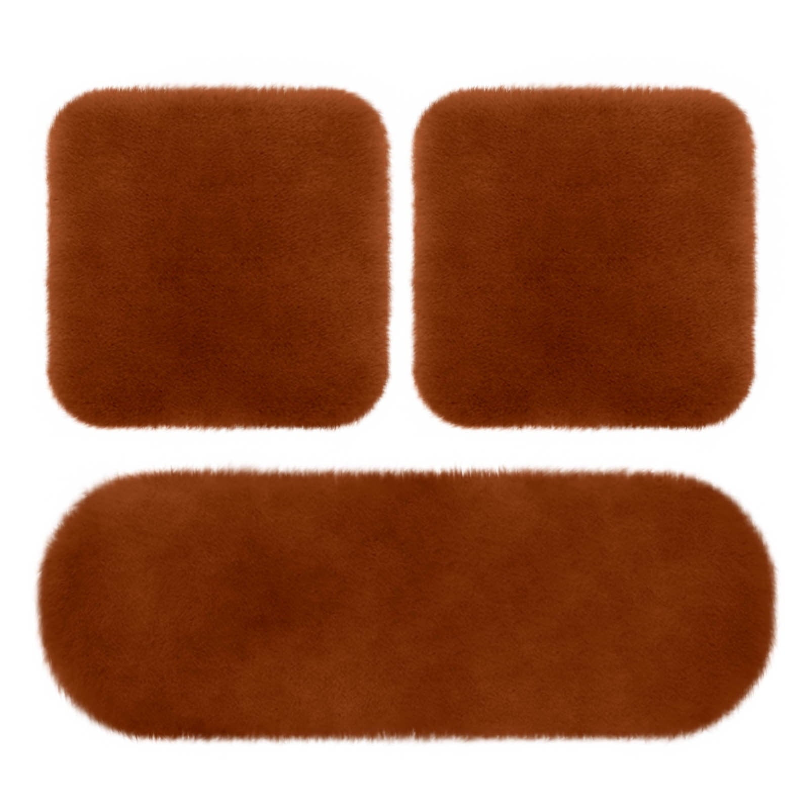 3 Sets Car Front Seat Cushion, Soft Warm Faux Rabbit Fur Winter Auto Seat Cover, 2 PCS Front Seat Cushions&1 PC Rear Seat Cushion, Fluffy Plush Vehicle Seat Protector Pad with Non-Slip Backing