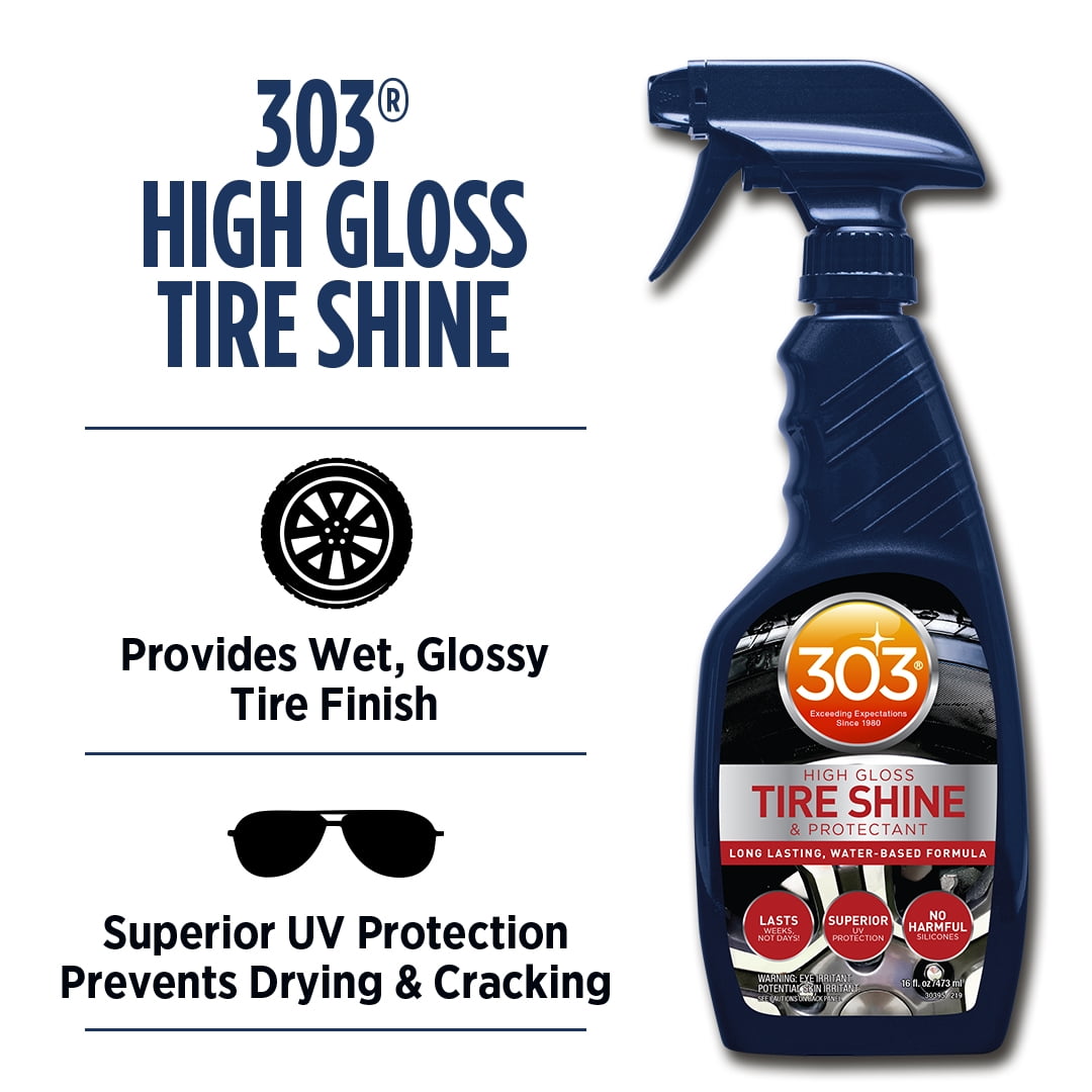 303 High Gloss Tire Shine And Protectant - Long Lasting, Water Based Formula - Lasts For Weeks - No Harmful Silicones - Lasts Weeks Not Days, 16 fl. oz. (30395CSR) Packaging May Vary