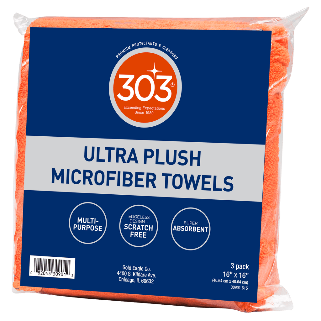 303 Premium Microfiber Towels - Automotive Detailing - Ultra Plush - Super Absorbent - Edgeless Design - Scratch Free - Multi-Purpose, 30901 (3 Count)
