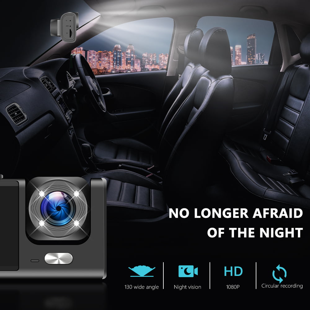 Podofo 2" Car Dual Camera Dash Cam Front and Backup 1080P Driving Recorder DVR 150° Wide Angle Night Vision Loop Recording