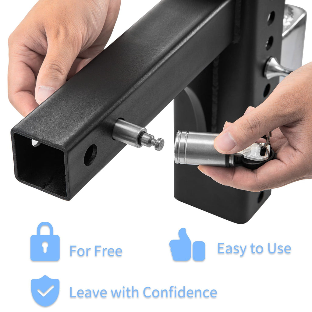 VEVOR Adjustable Trailer Hitch, 8" Rise & Drop Hitch Ball Mount 2.5" Receiver Solid Tube 22,000 lbs Rating, 2 and 2-5/16 inch Stainless Steel Balls w/ Key Lock, for Automotive Trucks Trailers Towing