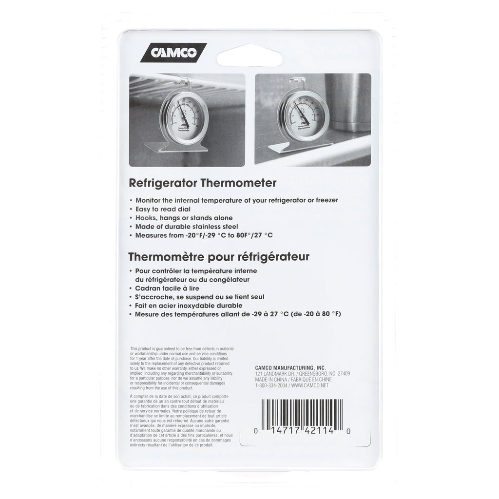 Camco 42114 Thermometer - Refrigerator / Freezer / Dry Storage