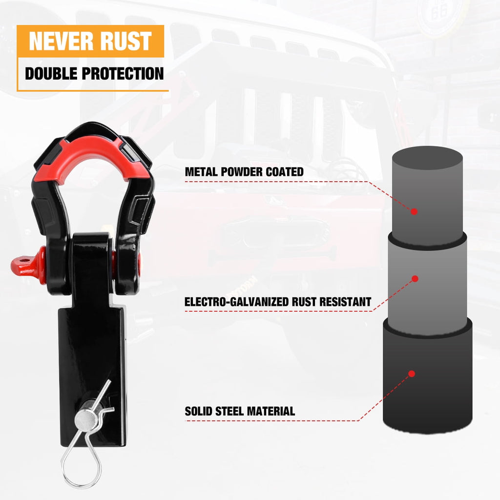 WOLFSTORM 2" Trailer Hitch Shackle Receiver 3/4" D-Ring Shackle Recovery For Truck Jeep SUV