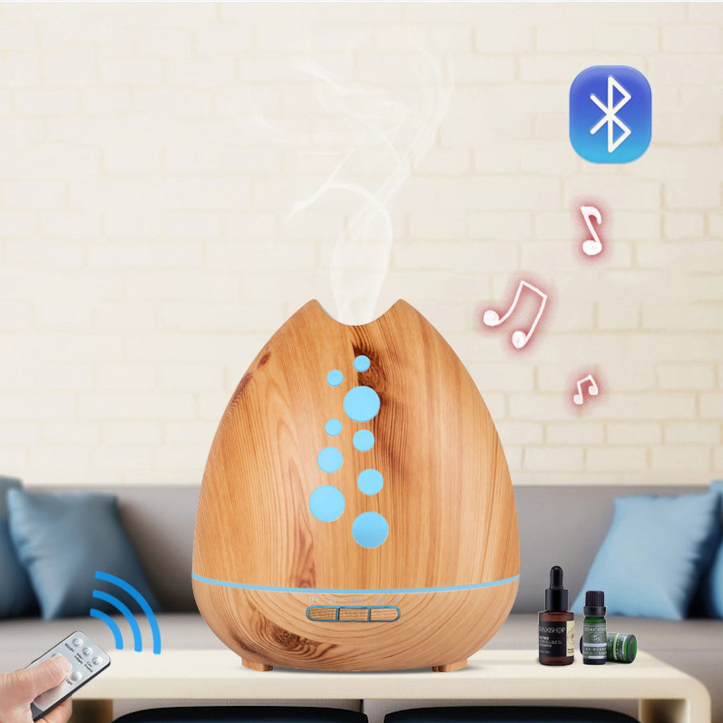 TGE Unique 400ML Essential Oil Diffuser Humidifier Bluetooth Music Speaker with Remote 7 Color LED Lights Auto Shut-off