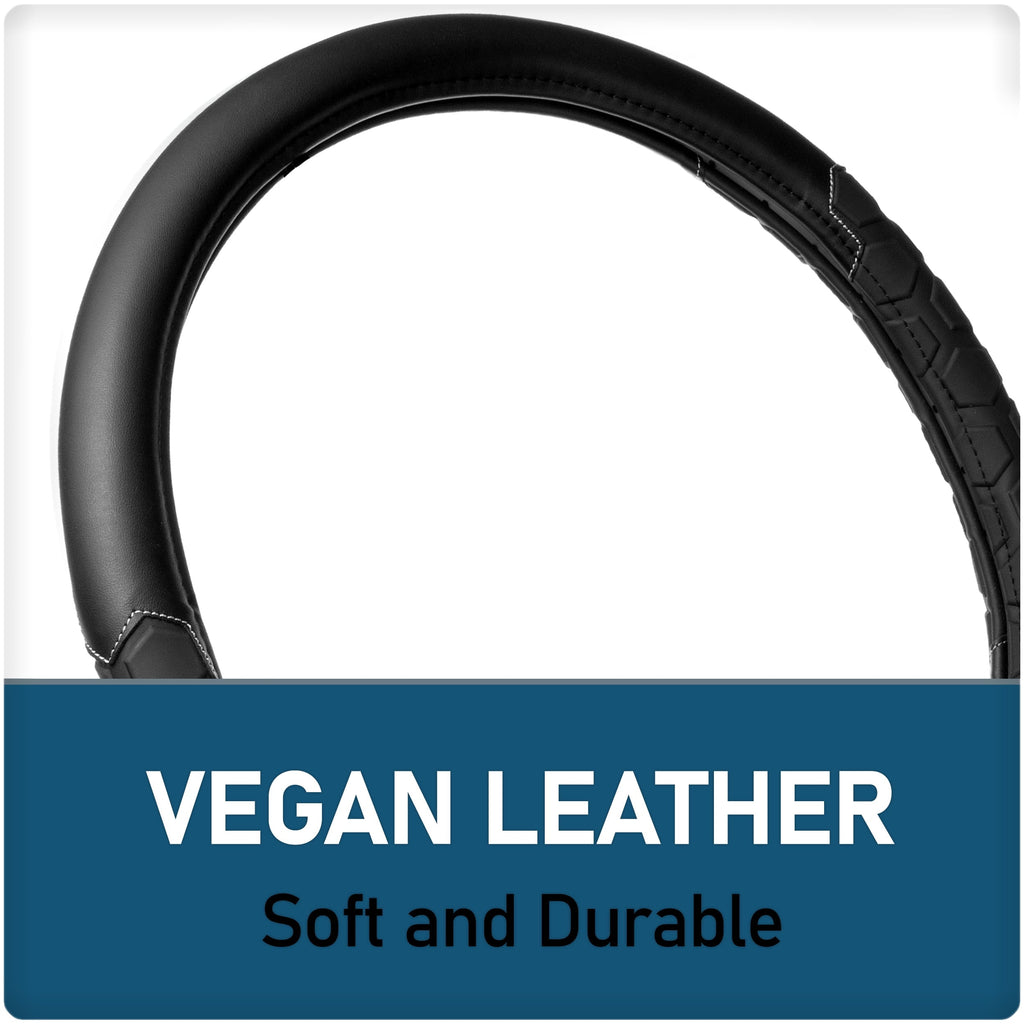 Truck Tuff Black Heavy-Duty Steering Wheel Cover, Anti Slip & Odor Free, Car, SUV Accessories, Universal Fit 15” – 16”, Auto, 0.82 lbs.