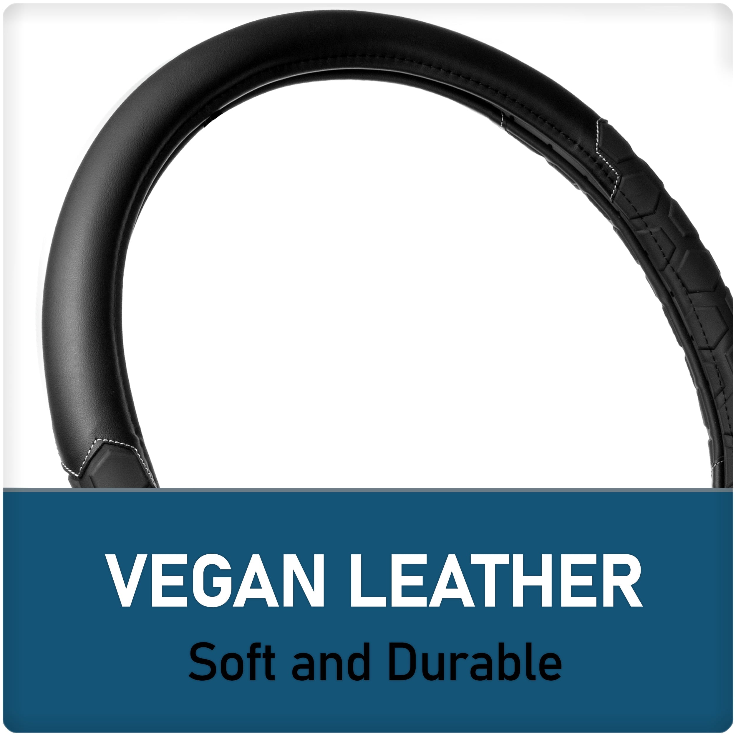 Truck Tuff Black Heavy-Duty Steering Wheel Cover, Anti Slip & Odor Free, Car, SUV Accessories, Universal Fit 15” – 16”, Auto, 0.82 lbs.